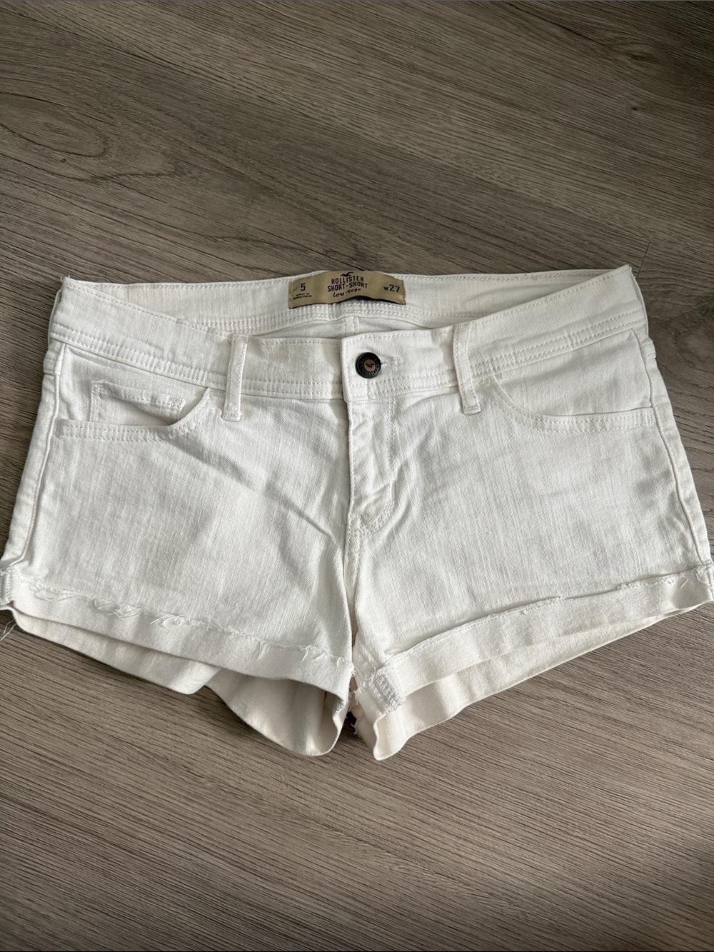 Hollister White Denim Low-Rise Cutoff Shorts